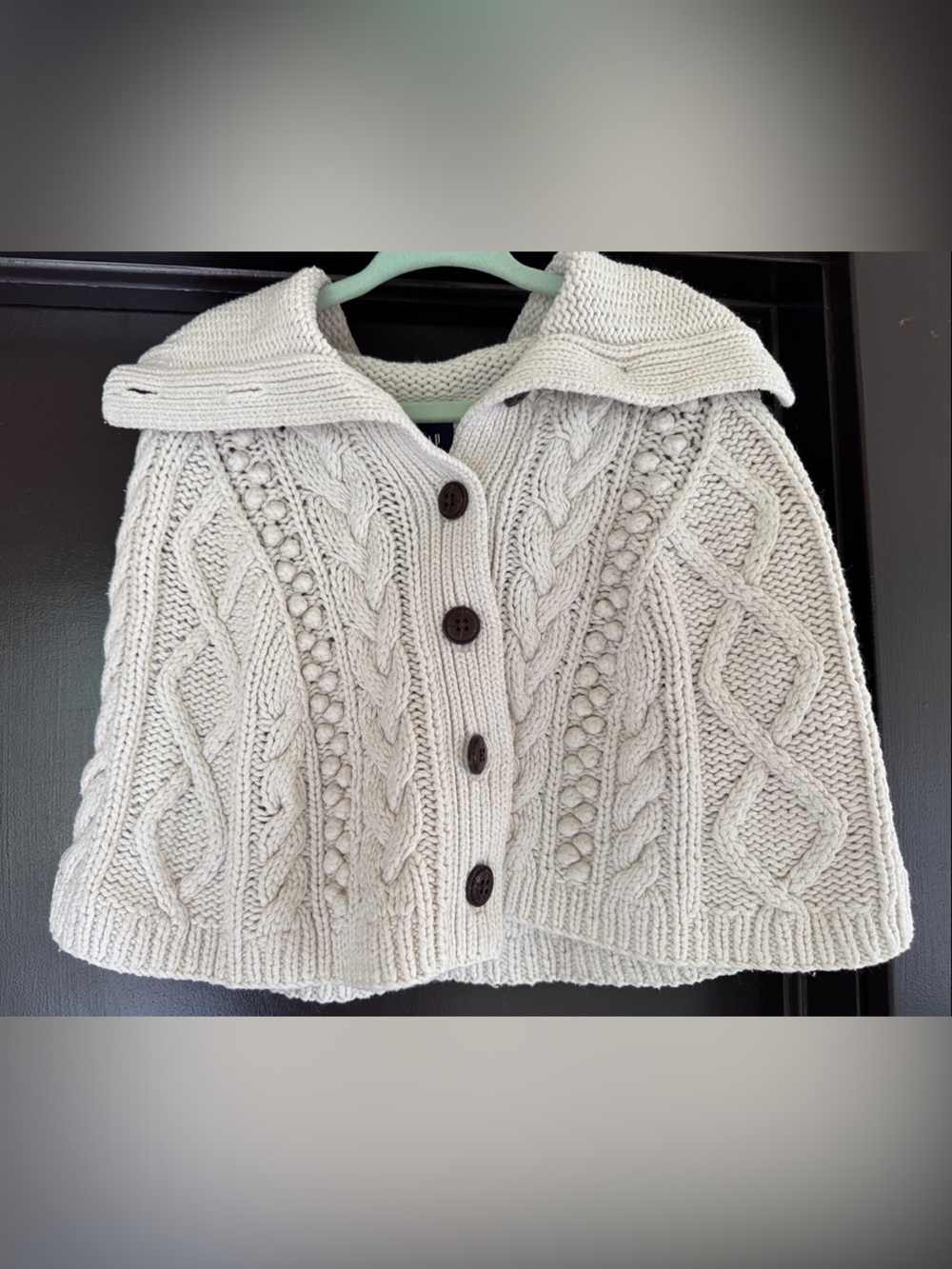 GAP Cream Cable-Knit Button Front Kids Sweater